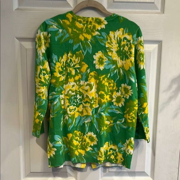 Isaac Mizrahi Green and Yellow Floral Cardigan - Picture 5 of 5